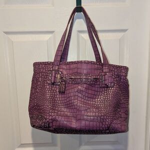 Jessica Simpson Large Purple Croc Shoulder Bag Tote Purse